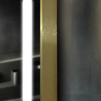 Oglinda LED Rectangulara, 60x80cm, Verite Royale Gold MotionGlow Marcello, Sistem Dezaburire, Ceas & Termometru, Dimabila