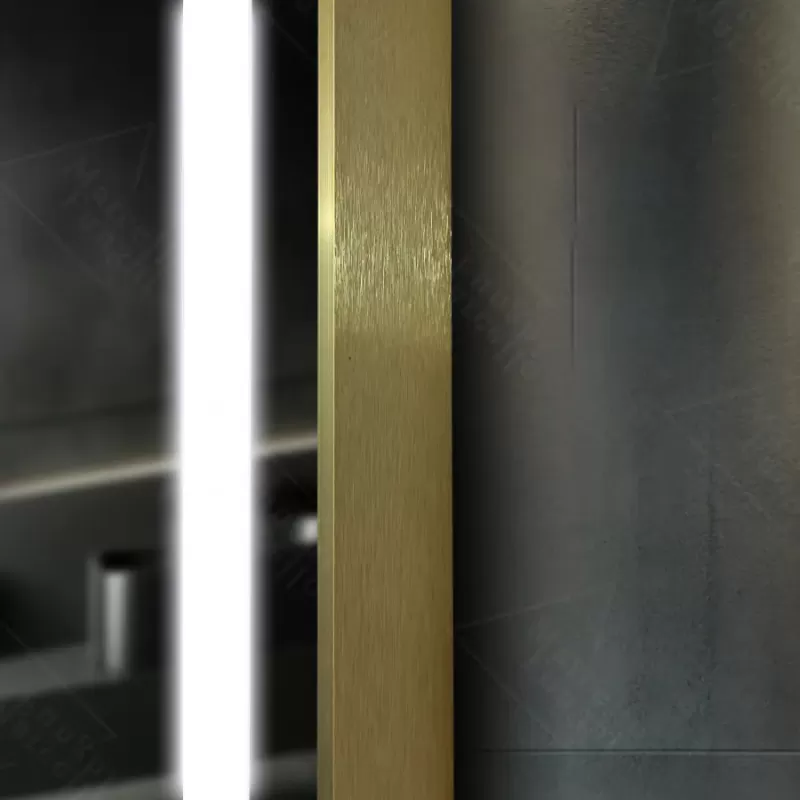 Oglinda LED Rectangulara, 60x80cm, Verite Royale Gold MotionGlow Marcello, Sistem Dezaburire, Ceas & Termometru, Dimabila