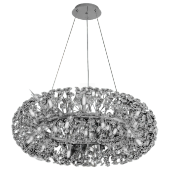 Candelabru Cristal SEGOVIA Magno 5x E14, Diametru 60cm, Argintiu Lucios, Inaltime Reglabila