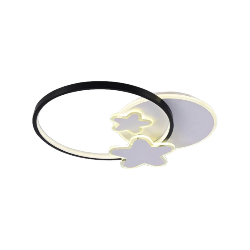 Lustra LED cu telecomanda SANDRINA 106W, Stea, lumina Rece/Calda/Neutra, Dimabila, Negru Alb