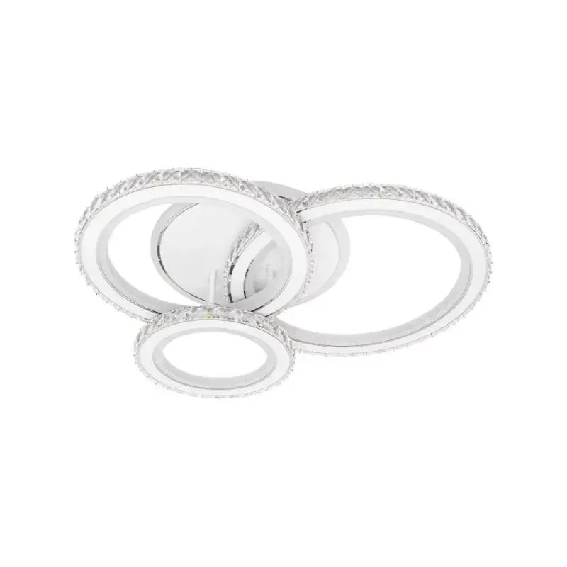 Lustra LED cu telecomanda si cristal NOVA ROTONDA RGB 154W, 3 Cercuri, lumina Rece/Calda/Neutra, Dimabila, Alb