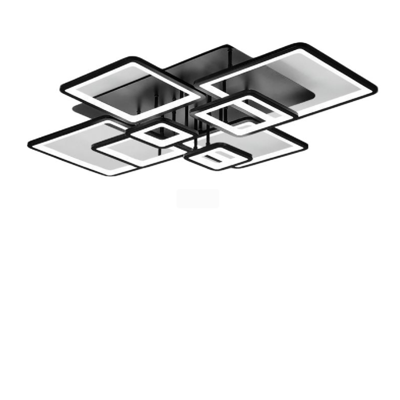 Lustra LED cu telecomanda ELLA 203W, 8 Patrate, lumina Rece/Calda/Neutra, Dimabila, Negru
