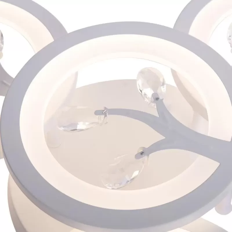 Lustra LED cu telecomanda si cristal DAISY 49W, 4 Elemente, lumina Rece/Calda/Neutra, Dimabila, Alb