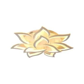 Lustra LED cu telecomanda LOTUS 110W, 9 Petale, lumina Rece/Calda/Neutra, Dimabila, Alb