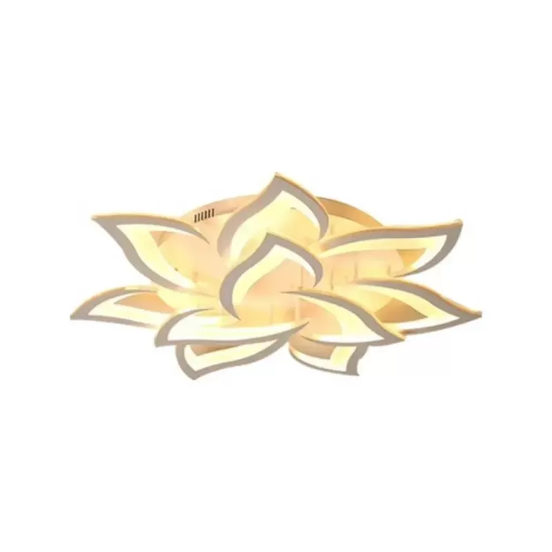Lustra LED cu telecomanda LOTUS 110W, 9 Petale, lumina Rece/Calda/Neutra, Dimabila, Alb