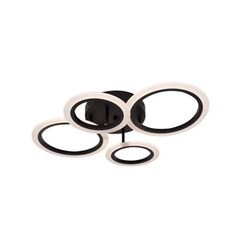 Lustra LED cu telecomanda BETTY 44W, 4 Cercuri, lumina Rece/Calda/Neutra, Dimabila, Negru