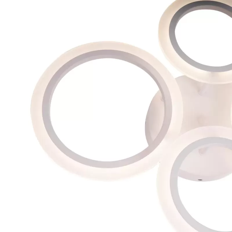 Lustra LED cu telecomanda BETTY 44W, 4 Cercuri, lumina Rece/Calda/Neutra, Dimabila, Alb