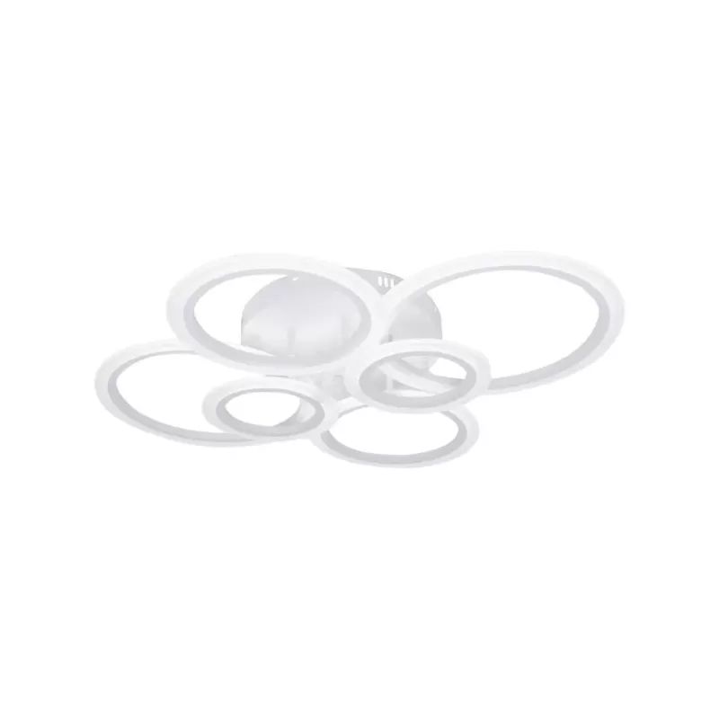 Lustra LED cu telecomanda BETTY 82W, 6 Cercuri, lumina Rece/Calda/Neutra, Dimabila, Alb