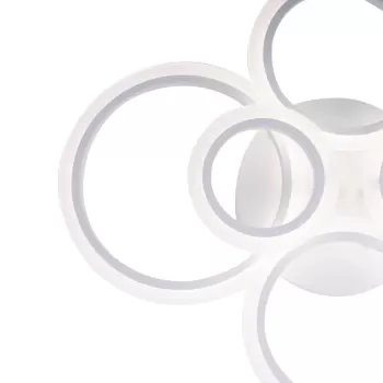 Lustra LED cu telecomanda BETTY 82W, 6 Cercuri, lumina Rece/Calda/Neutra, Dimabila, Alb