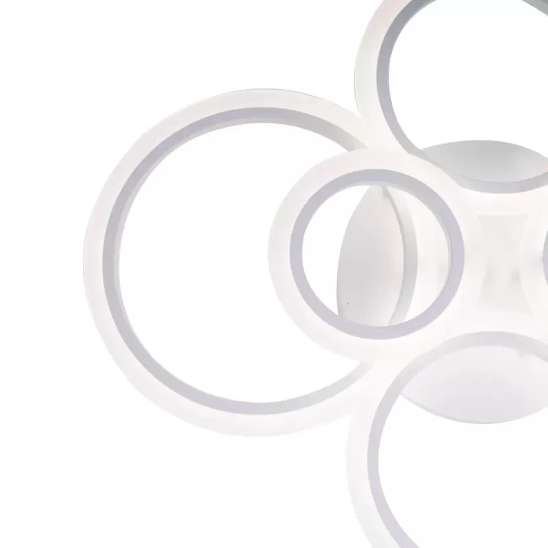 Lustra LED cu telecomanda BETTY 82W, 6 Cercuri, lumina Rece/Calda/Neutra, Dimabila, Alb