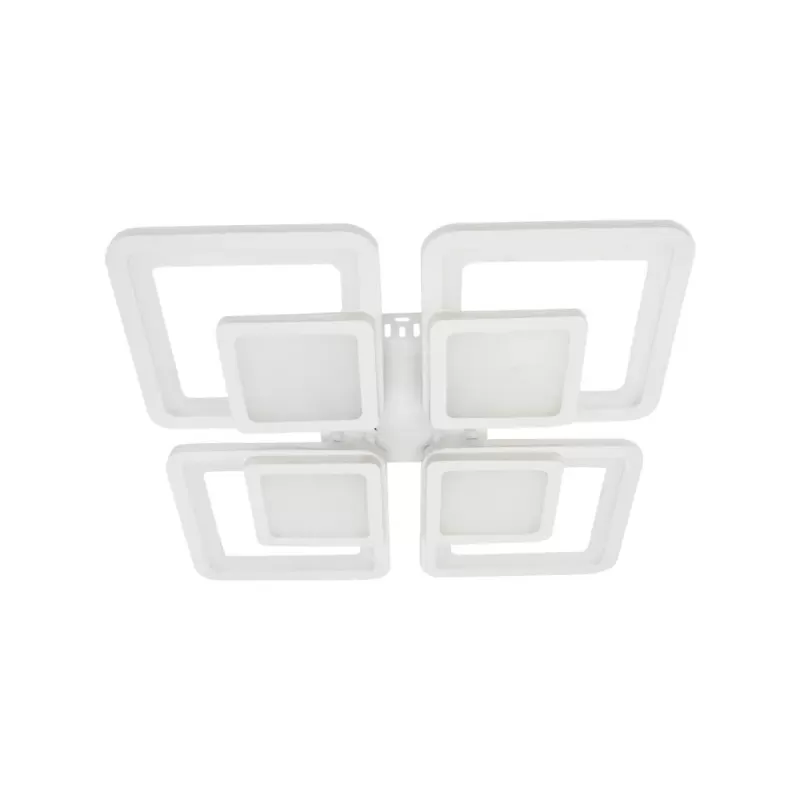 Lustra LED cu telecomanda SUSAN 77W, 4 Patrate, lumina Rece/Calda/Neutra, Dimabila, Alb