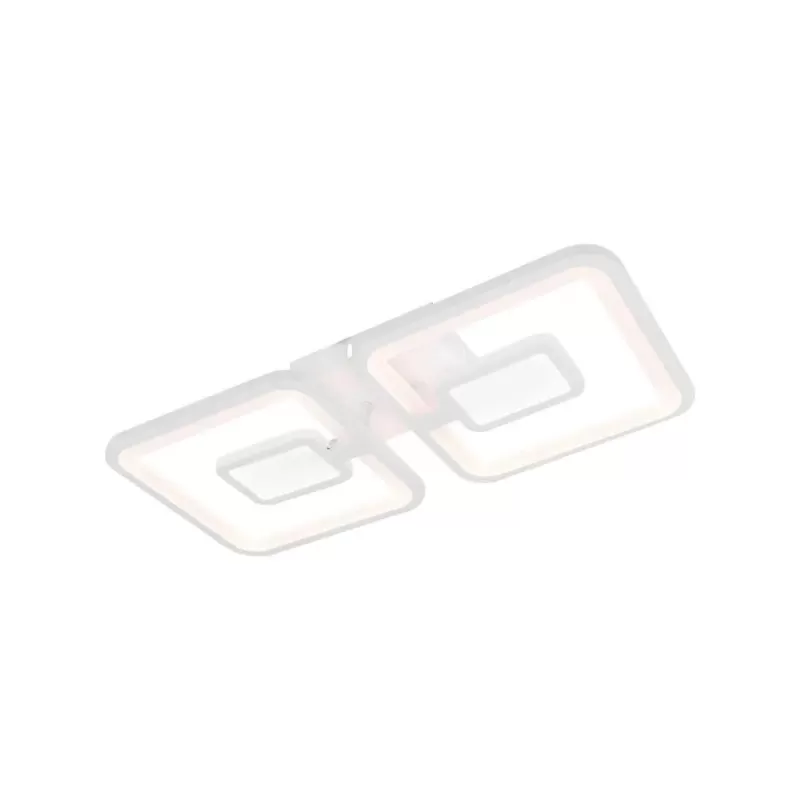 Lustra LED cu telecomanda FELIX 57W, 2 Patrate, lumina Rece/Calda/Neutra, Dimabila, Alb