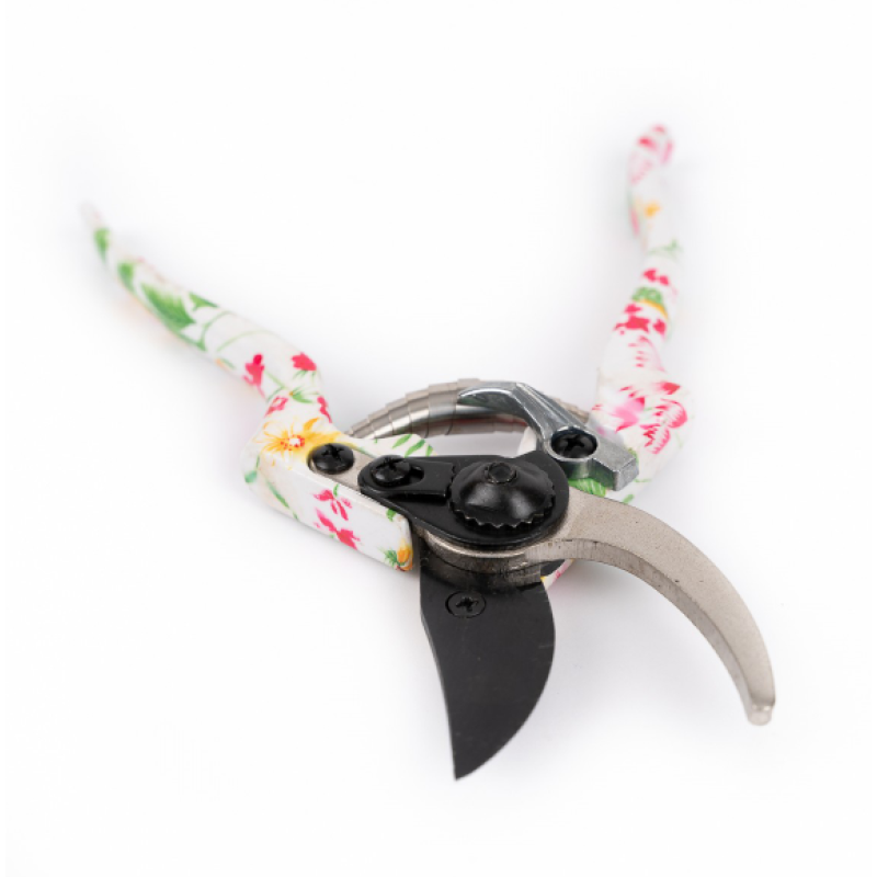 Foarfec vie, model ALB/NEGRU CU FLORI, maner PVC MX792