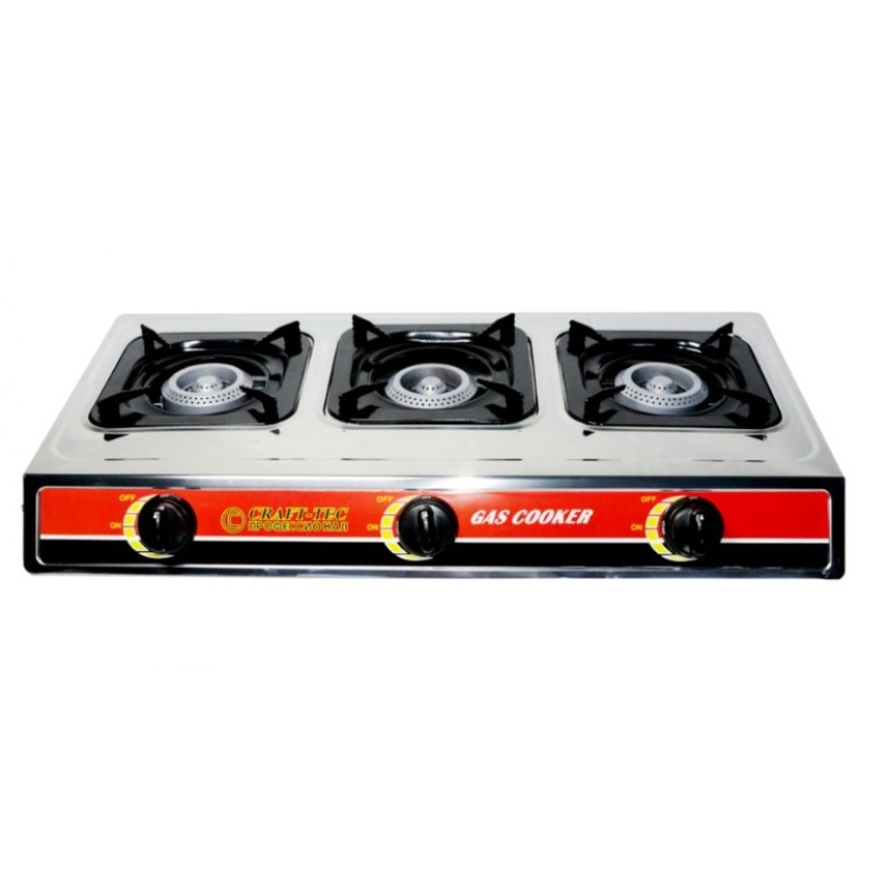 Plita gatit / aragaz portabil inox cu 3 arzatoare Craft-tec MX140