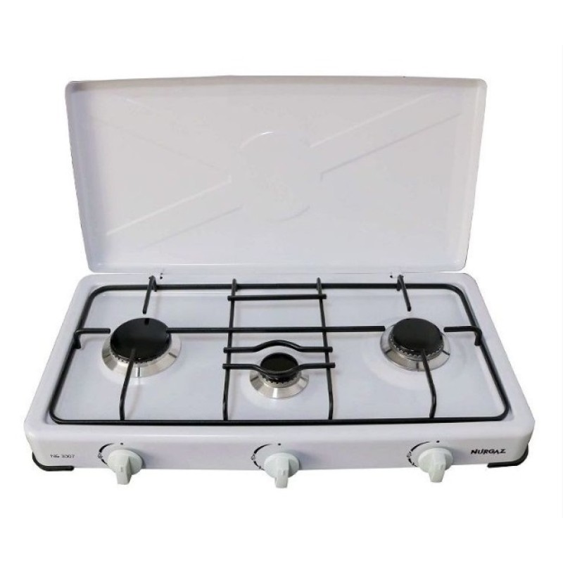 Plita gatit / aragaz portabil emailat cu 3 arzatoare alb Nurgaz