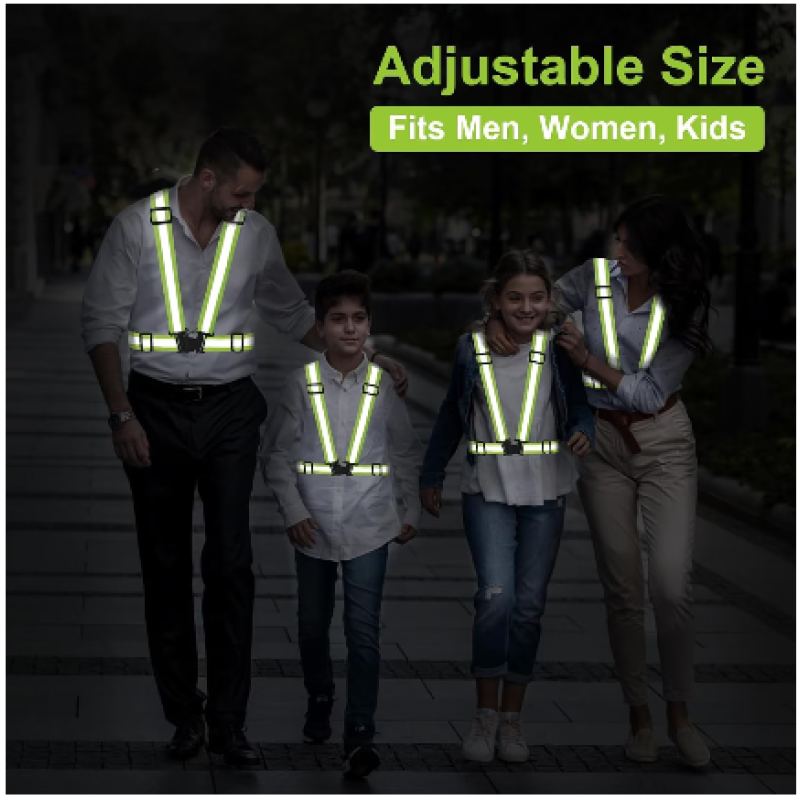 Centura ham reflectorizanta reglabila, unisex, banda elastica 5 cm, verde MX353