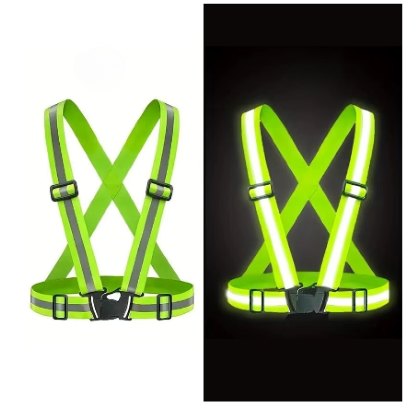Centura ham reflectorizanta reglabila, unisex, banda elastica 5 cm, verde MX353