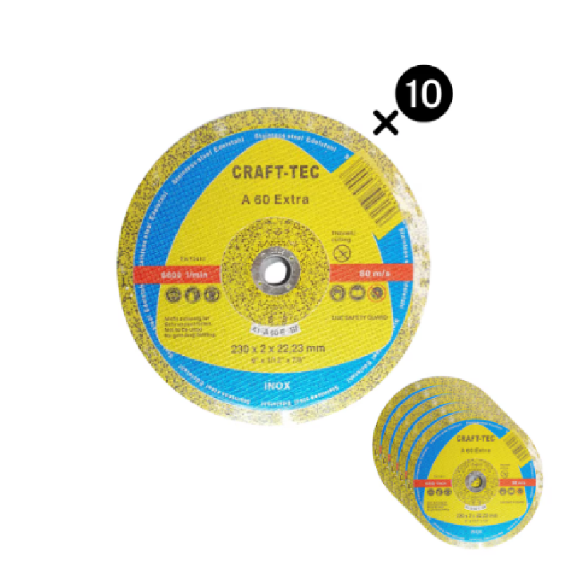 Set 10 Discuri abrazive pentru metal/inox 180x1.8x22.23 mm CRAFT-TEC MX388