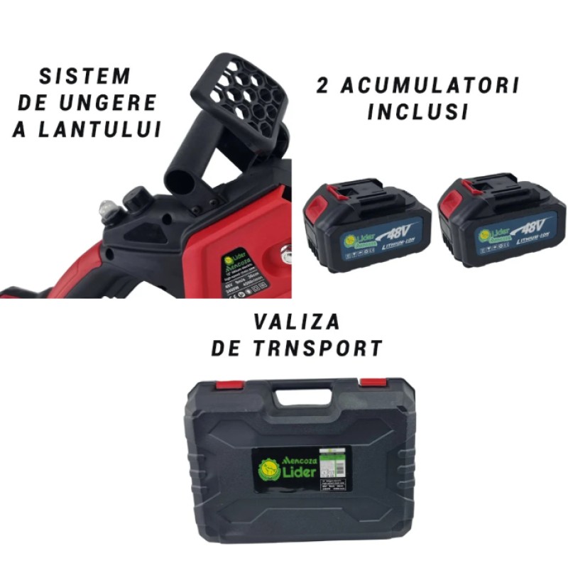 Drujba 2 baterii 48v, lama 12’’, trusa transport, Lider MX1016