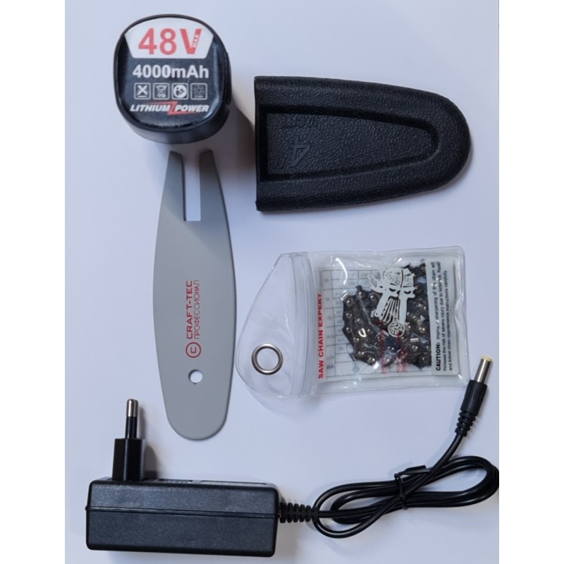 Fierastrau lant 4'' Craft-tec  2 acumulatori 48V  ALBASTRU MX678