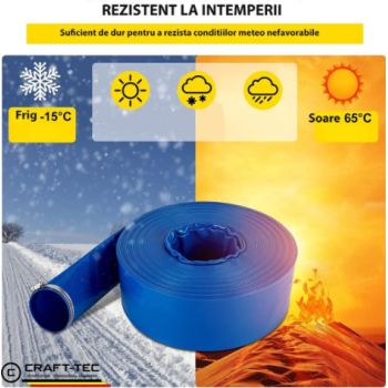 Furtun apa refulare flat PVC 2" 50 m albastru MX390