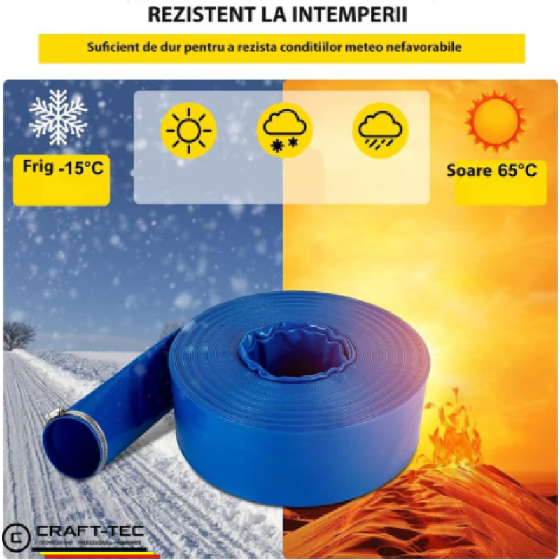 Furtun apa refulare flat PVC 2" 50 m albastru MX390