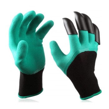 Manusi protectie, model cu 4 gheare pentru sapat, verde cu negru MX1032