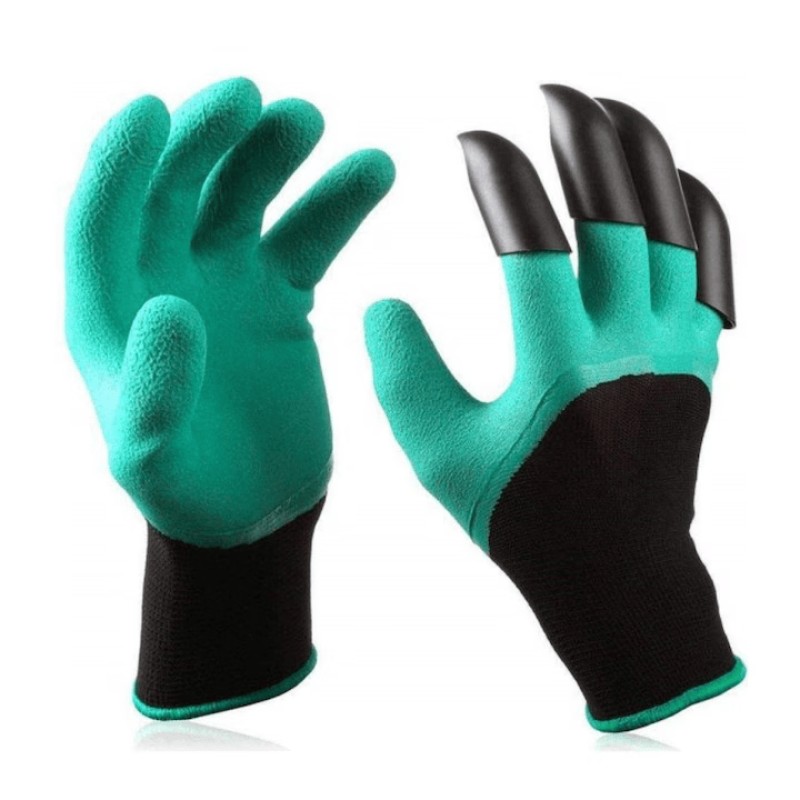 Manusi protectie, model cu 4 gheare pentru sapat, verde cu negru MX1032