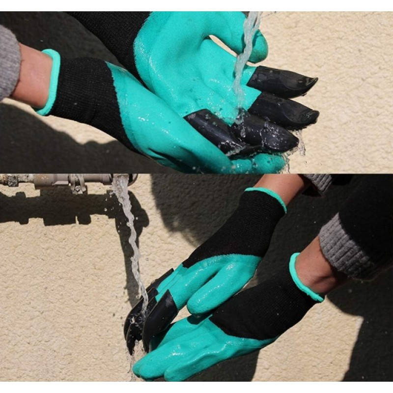 Manusi protectie, model cu 4 gheare pentru sapat, verde cu negru MX1032