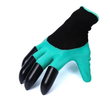 Manusi protectie, model cu 4 gheare pentru sapat, verde cu negru MX1032