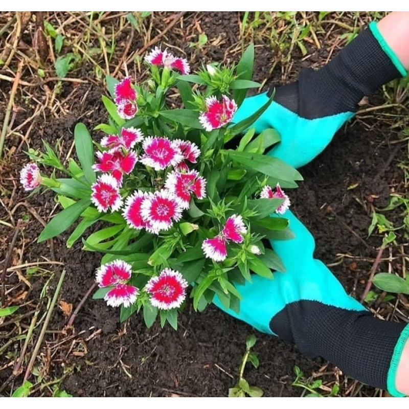 Manusi protectie, model cu 4 gheare pentru sapat, verde cu negru MX1032