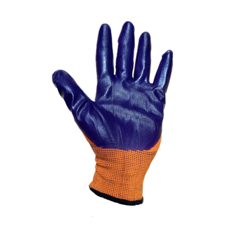 3X PERECHI Manusi protectie subtiri #8/9 mov cu portocaliu MX237