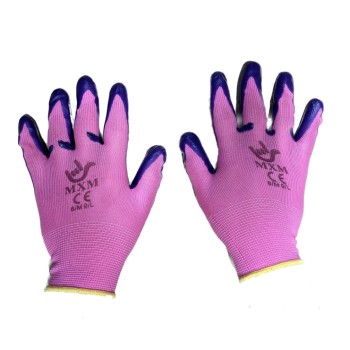 3X PERECHI Manusi protectie subtiri #8/9 mov cu roz MX236