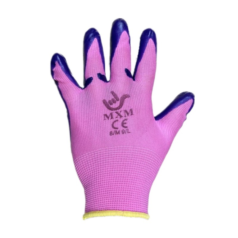3X PERECHI Manusi protectie subtiri #8/9 mov cu roz MX236