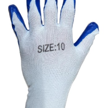 3X PERECHI Manusi protectie subtiri #10 albastru cu alb MX234
