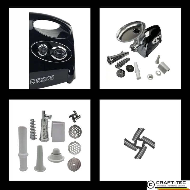 Masina electrica tocat carne NEAGRA 3800W, 3 site, accesorii rosii inclus, Craft-Tec MX976
