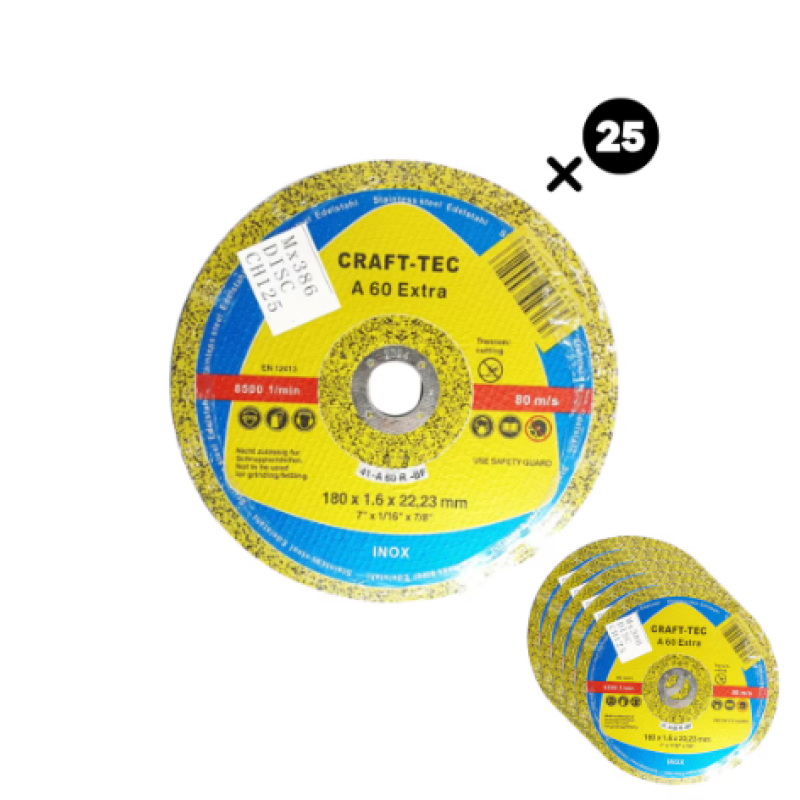 Set 25x Disc abraziv pentru metal / inox 125 x 1.2x22,3 CRAFT-TEC MX386