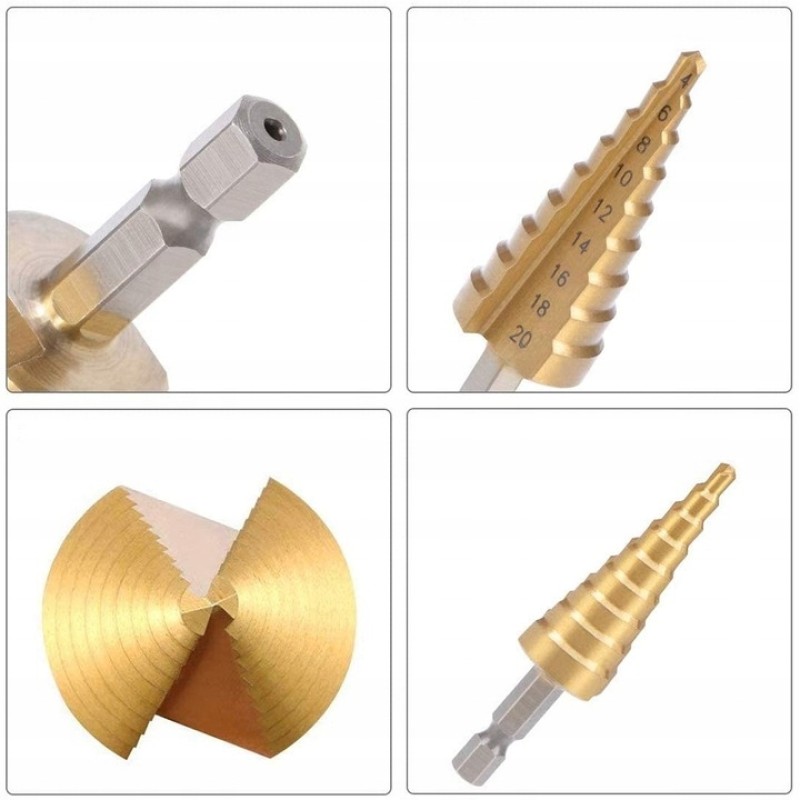 Set 3x Freze conice, pentru gaurire in trepte, 4x132mm MX1139