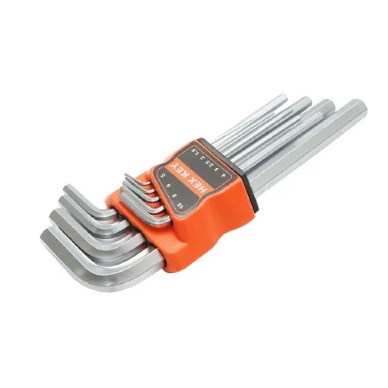 Set 9 CHEI IMBUS, hexagonal, cu brat lung din otel forjat nichelat, 2.5-10mm MX1130