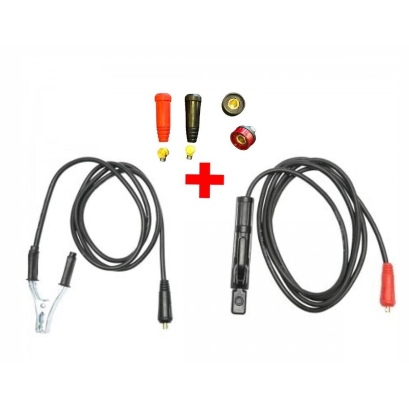Set Cabluri 25mmpx 2 M, 9 mm, pentru Invertor Sudura + Set Cuple “MAMA” Invertor Sudura 9 mm + Set Cuple "TATA" Invertor Sudura 9 mm