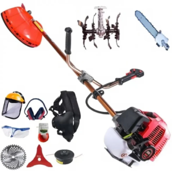 MOTOCOASA PE BENZINA ALFA 7* 7000 PROFESSIONAL, 8 ACCESORII INCLUSE, 12000RPM, 58CC, 7CP + Cultivator si Accesoriu tip fierastrau