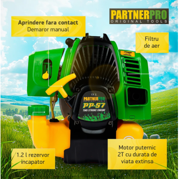 Motocoasa pe benzina PARTNERPRO PP-57,2T,  6 CP, 10000 rpm