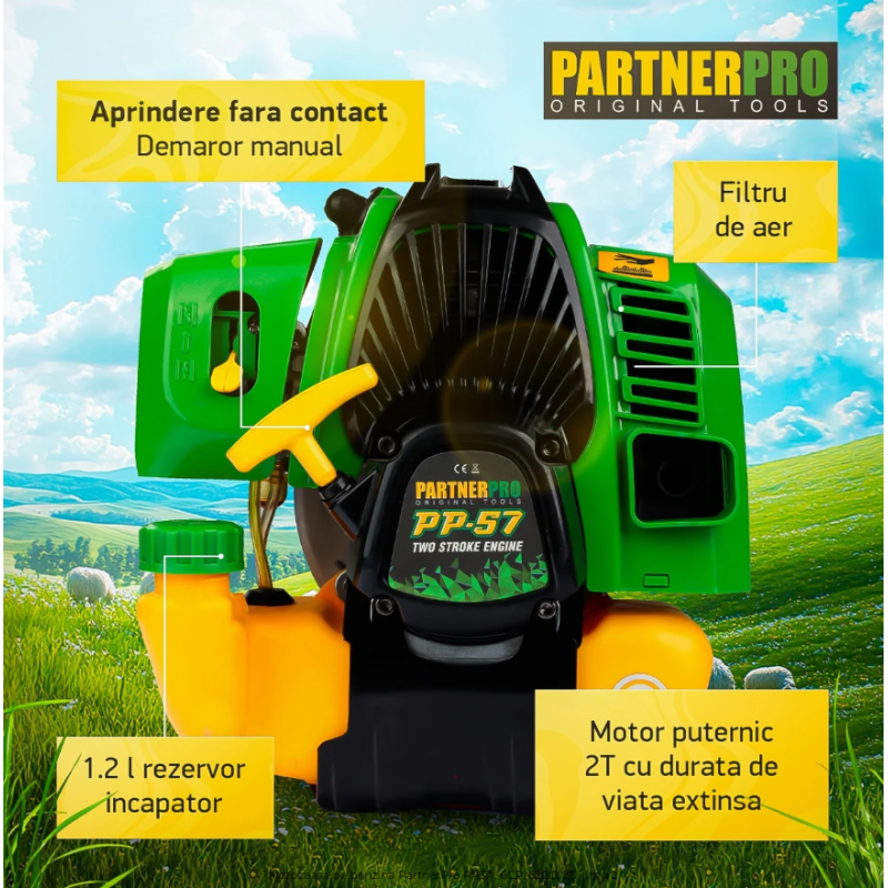 Motocoasa pe benzina PARTNERPRO PP-57,2T,  6 CP, 10000 rpm