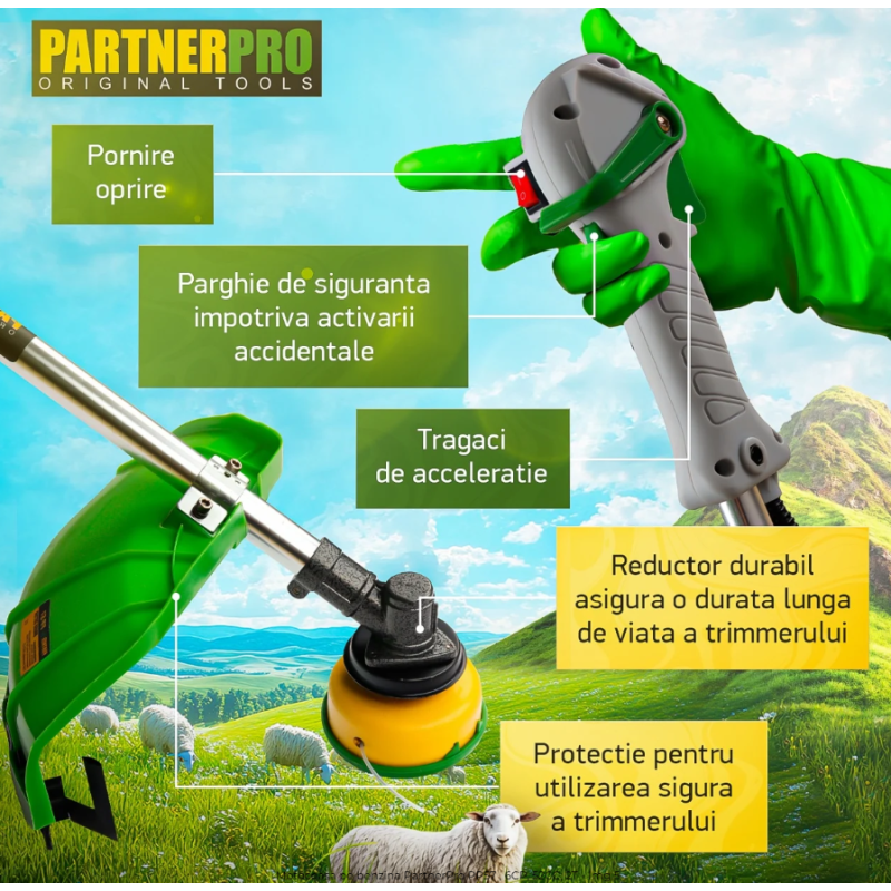 Motocoasa pe benzina PARTNERPRO PP-57,2T,  6 CP, 10000 rpm