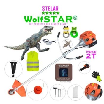 COASaZiLLA SET Motocoasa WolfSTAR© motor 2 timpi ALP, 6CP, 52cc, 11.000RPM + sistem taiere, EXTRA Accesorii