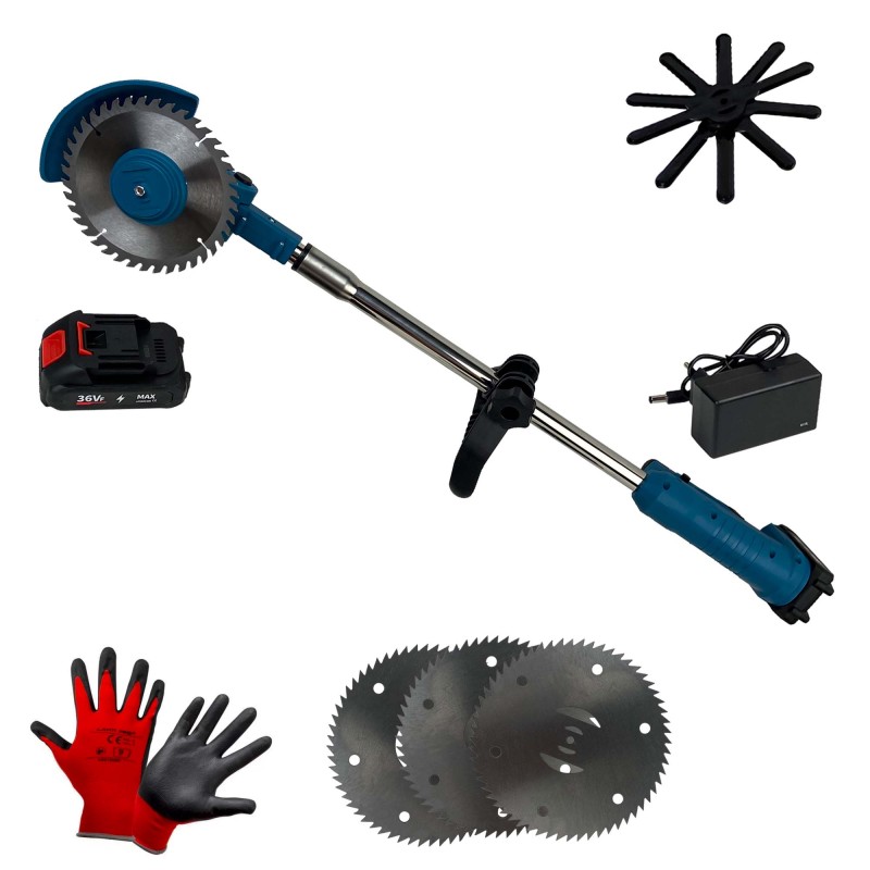 Motocoasa electrica German Meister, 2 acumulatori, 36v + 3 discuri vidia