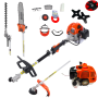 Motocoasa pe benzina 5 în 1 German Meister, Tijă Prelungitoare, Motocoasă, Trimmer, Cap drujba și Foarfecă pentru Gard Viu