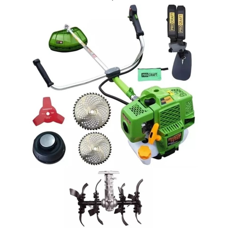 Motocoasa benzina Procraft T4350 Pro cu 4 sisteme de taiere, 4.8 CP, 9000rpm +  Cultivator