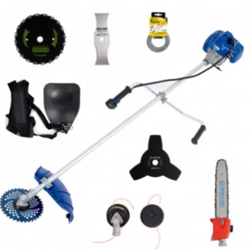 Motocoasa benzina Craft Tech 5800 Profi, 11 Accesorii, 5.8 CP, 4.3 kW, motor 2 timpi, functie Easy Start, albastru