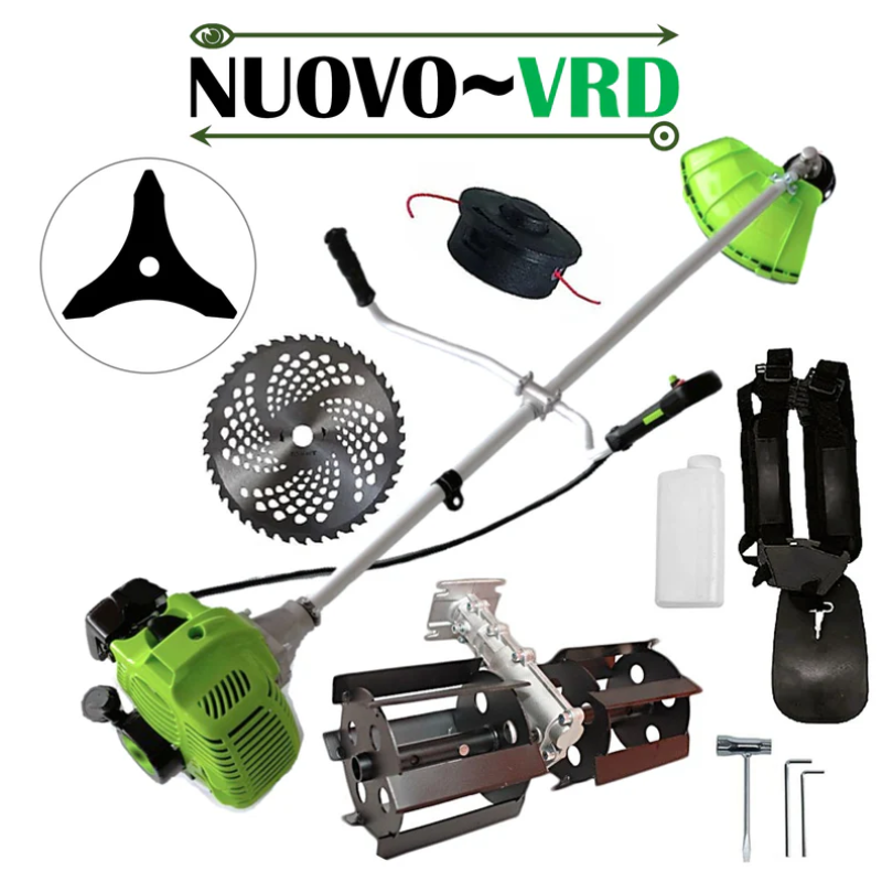 Motocoasa NUOVO-VRD Green Fuel-Efficient 3.4CP, Disc Vidia, Disc Stea, accesorii incluse + PRASITOARE